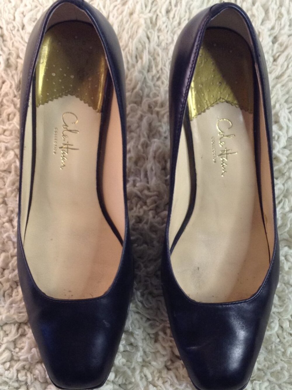 VTG 84 Cole Haan Leather Square Toe Pumps 8.5B Classic Quiet Lux Corporate Chic